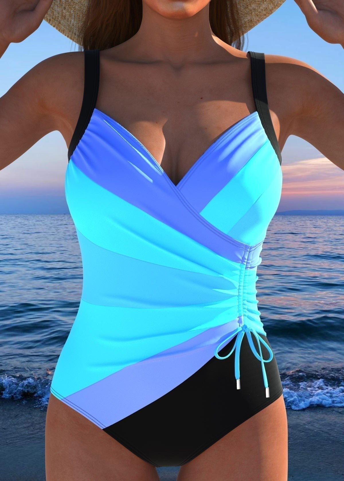 Nathalie | Women's Wrap Neckline One-Piece Swimsuit