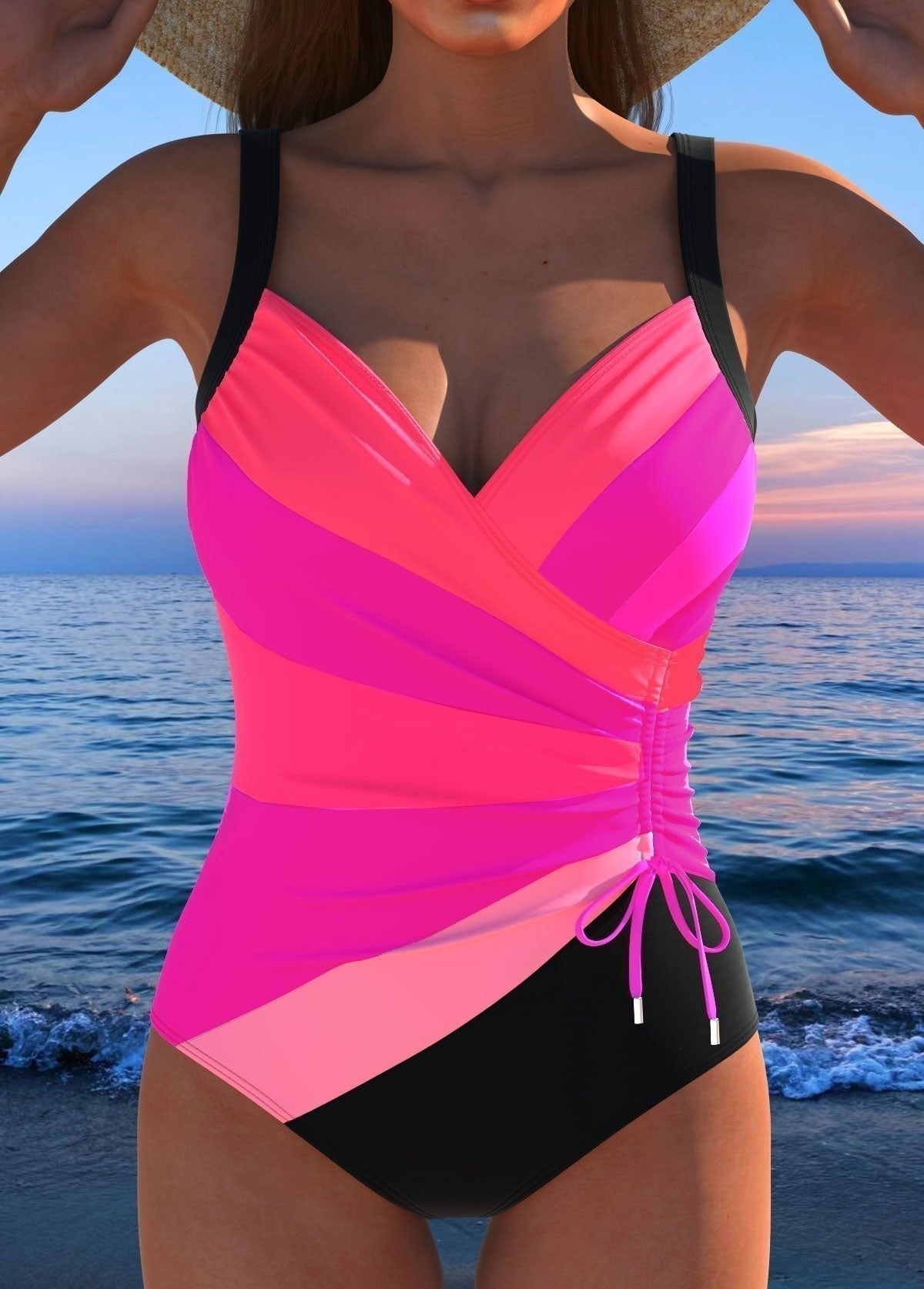 Nathalie | Women's Wrap Neckline One-Piece Swimsuit