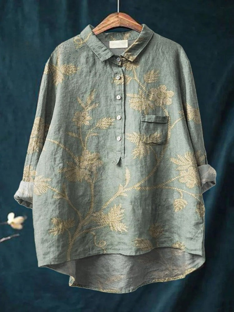 Ana | Women's Floral Print Linen-Look Blouse