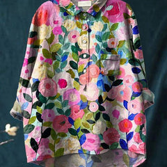 Ana | Women's Floral Print Linen-Look Blouse