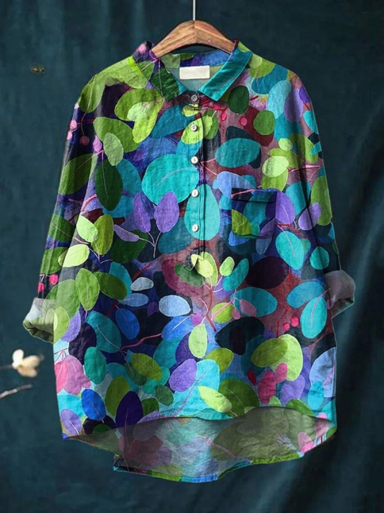 Ana | Women's Floral Print Linen-Look Blouse