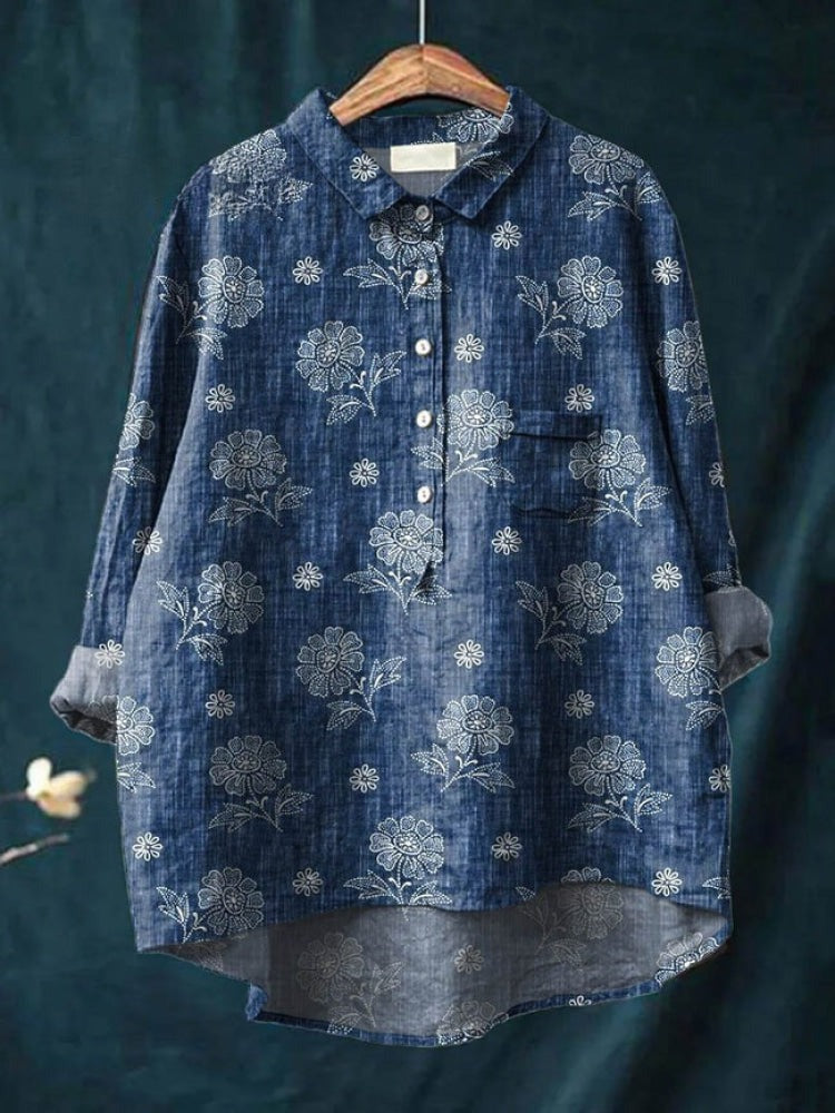 Ana | Women's Floral Print Linen-Look Blouse