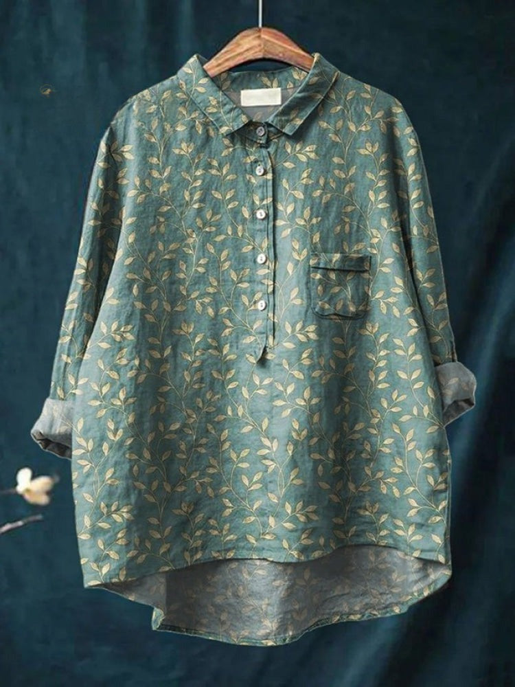 Ana | Women's Floral Print Linen-Look Blouse