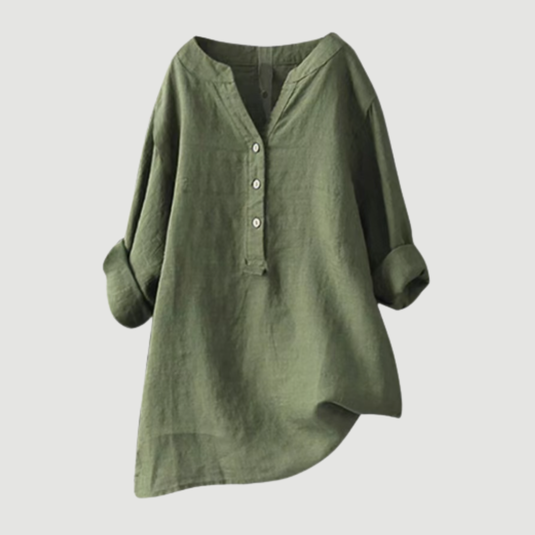 Isabelle | Women's V-Neck Button-Front Blouse in 9 Colours