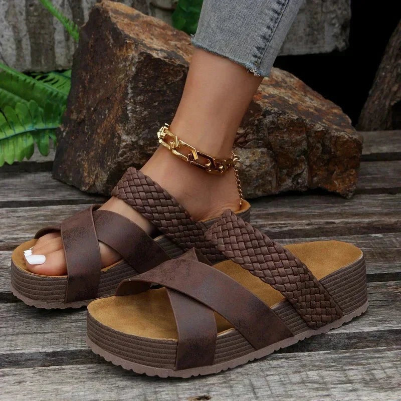 Maelle | Women's Woven Strap Platform Slide Sandals