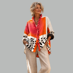 Fiona | Women's Print Ruffle Relaxed Fit Blouse