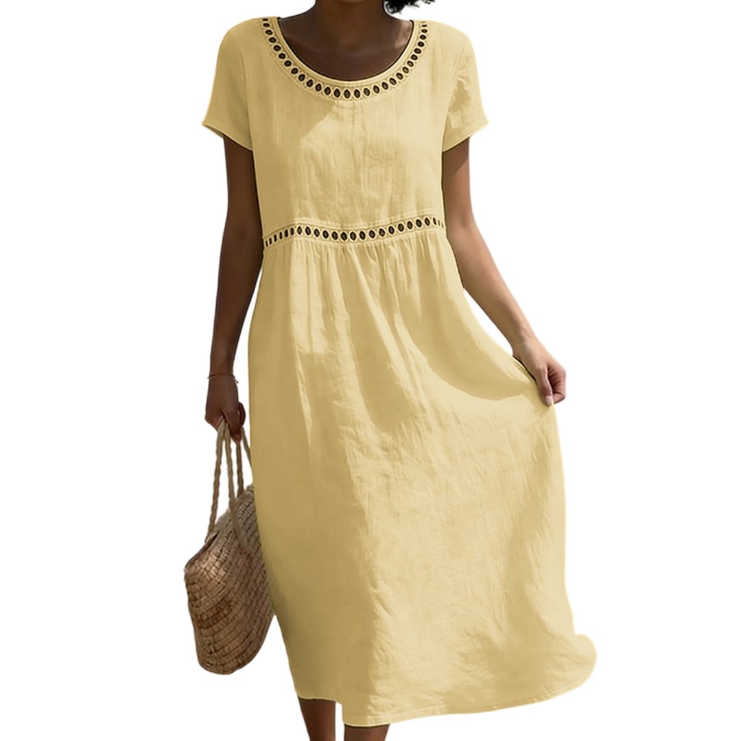 Thomasina | Women's Linen-Look Midi Dress in 7 Colours