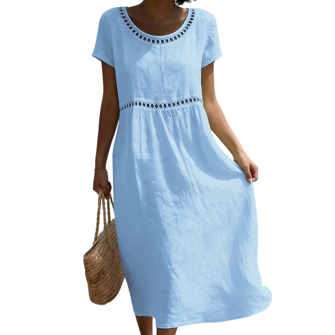 Thomasina | Women's Linen-Look Midi Dress in 7 Colours