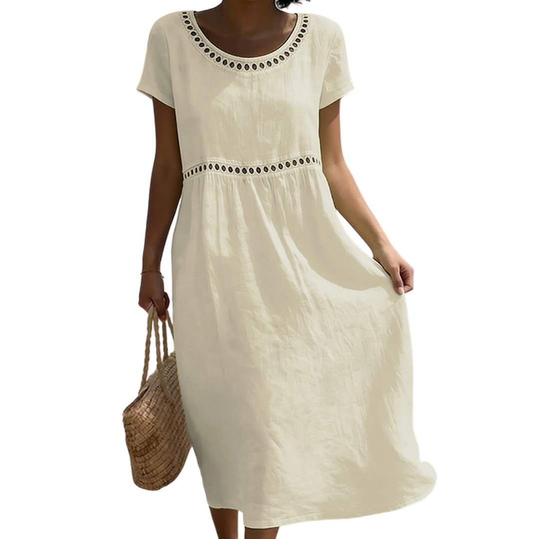 Thomasina | Women's Linen-Look Midi Dress in 7 Colours