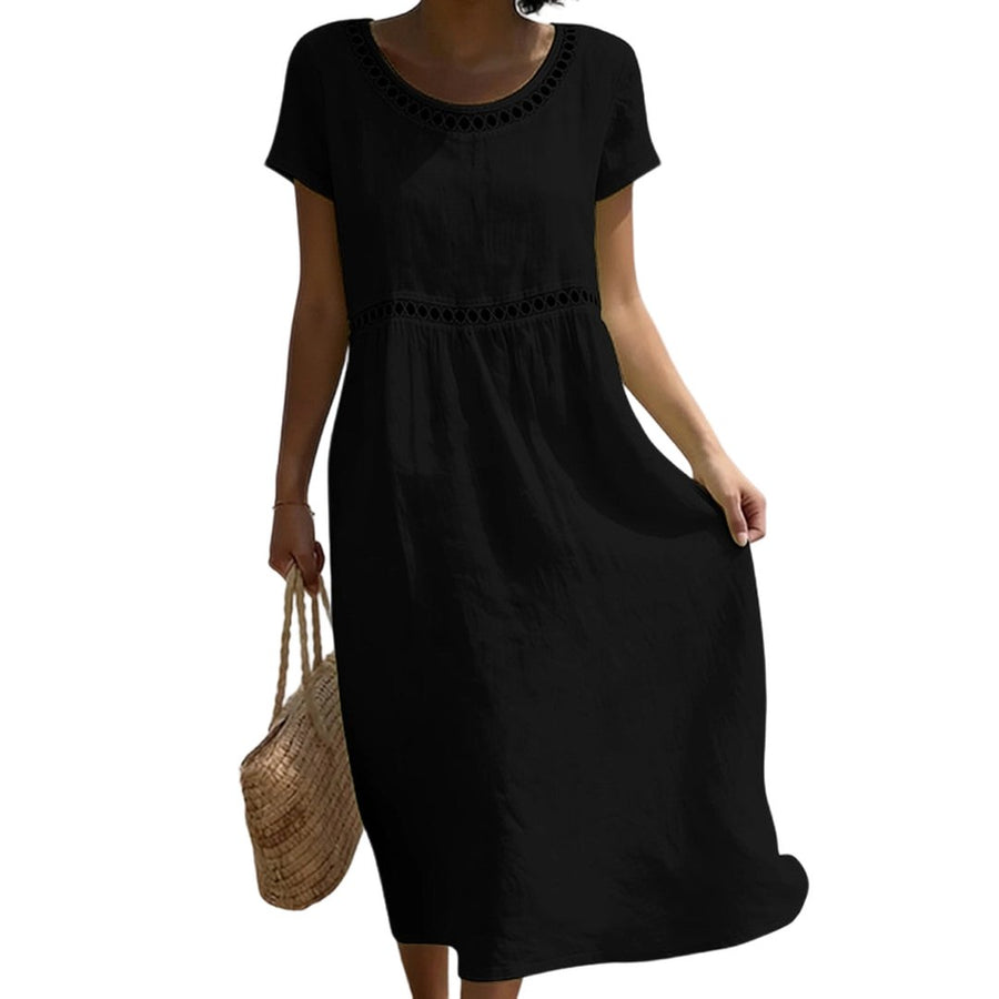 Thomasina | Women's Linen-Look Midi Dress in 7 Colours