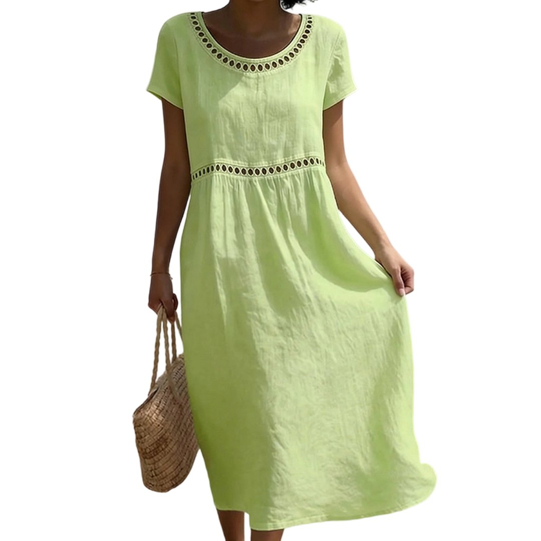 Thomasina | Women's Linen-Look Midi Dress in 7 Colours