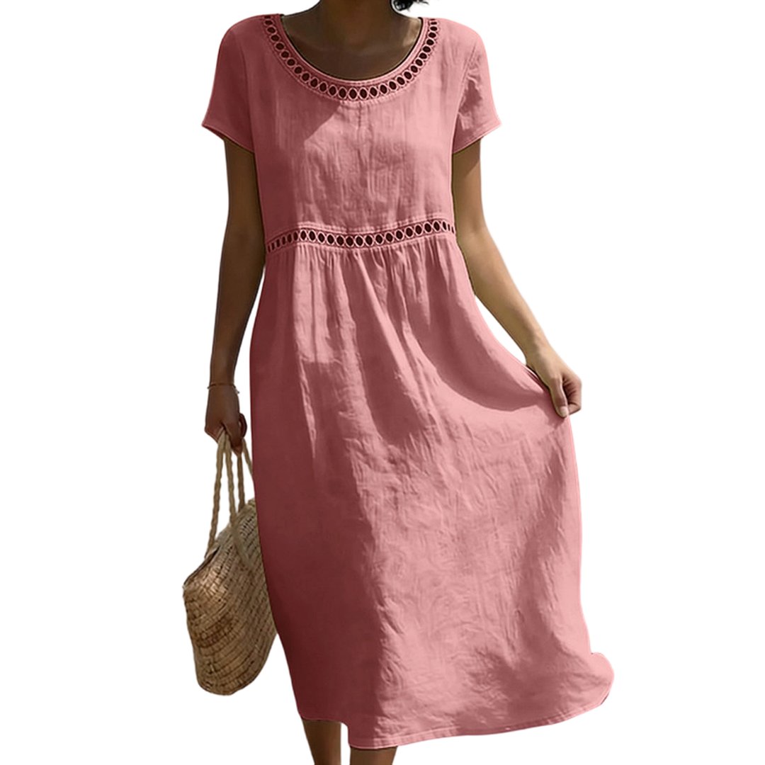 Thomasina | Women's Linen-Look Midi Dress in 7 Colours
