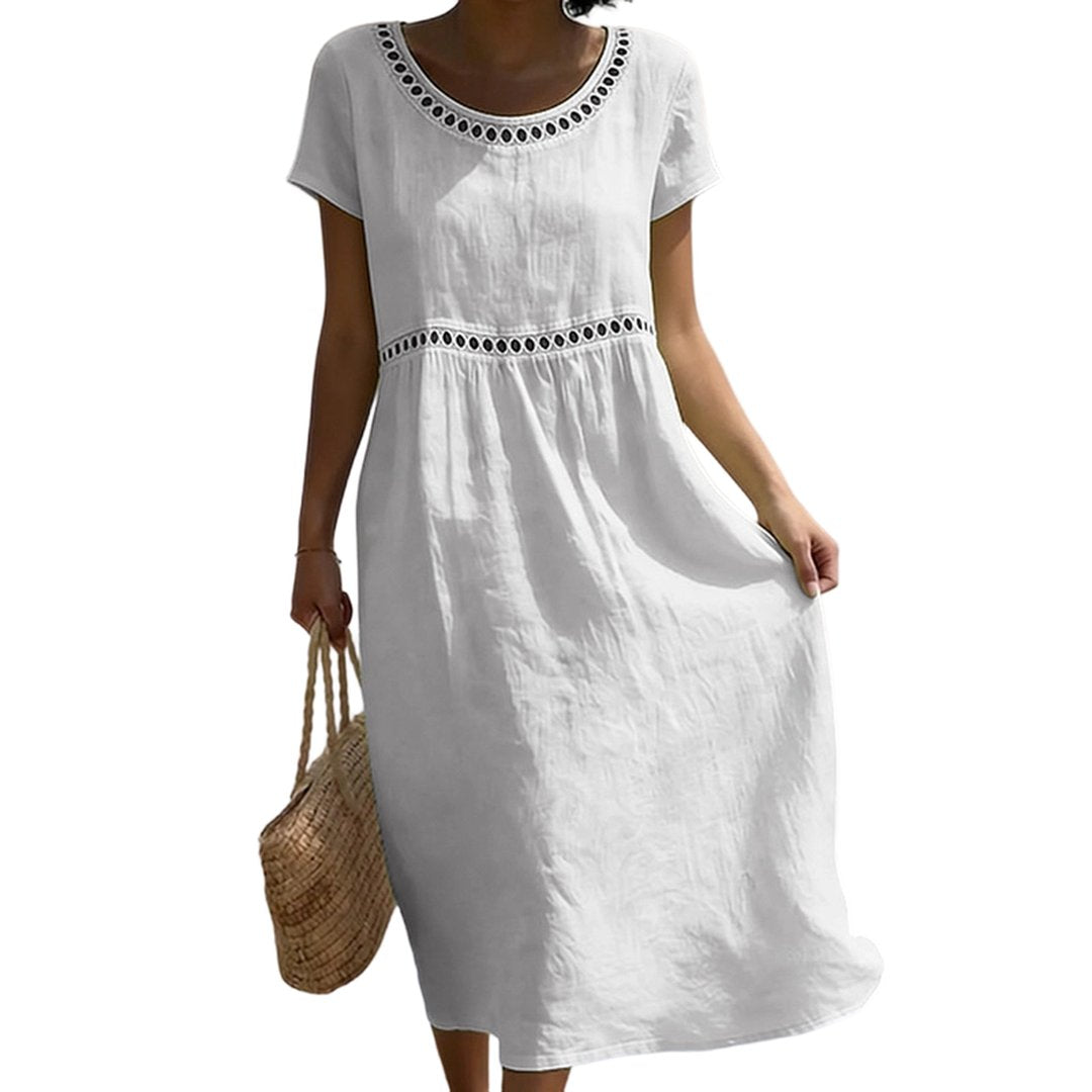 Thomasina | Women's Linen-Look Midi Dress in 7 Colours