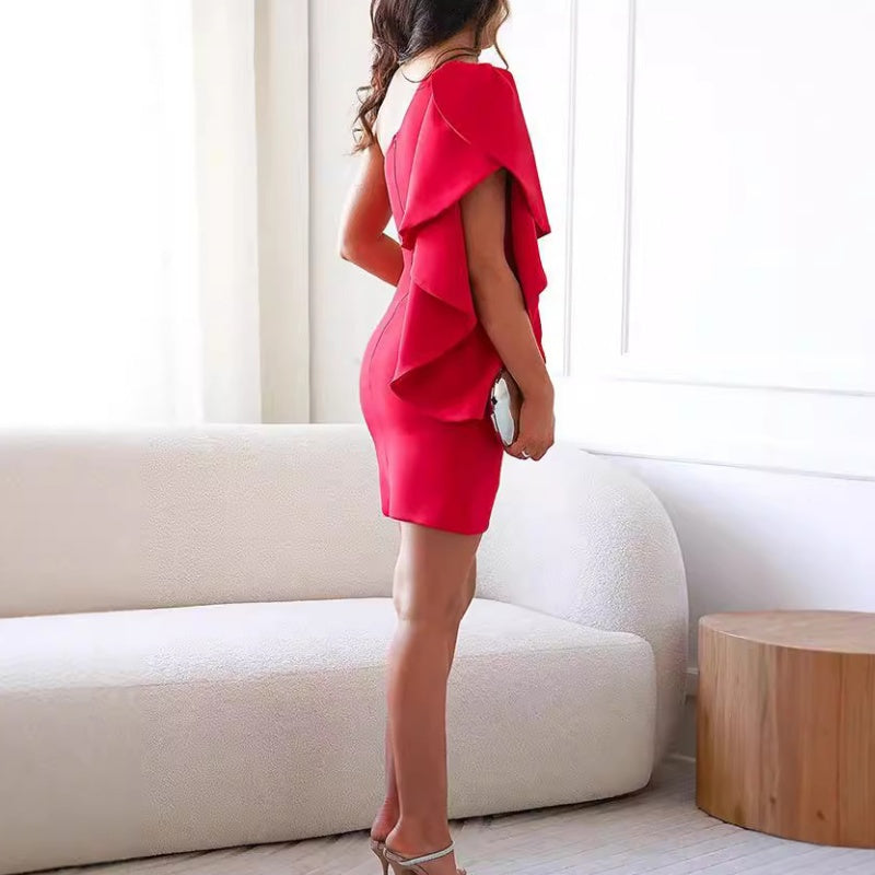 Mirabelle | Christmas Party Dress, One-Shoulder Ruffle Mini