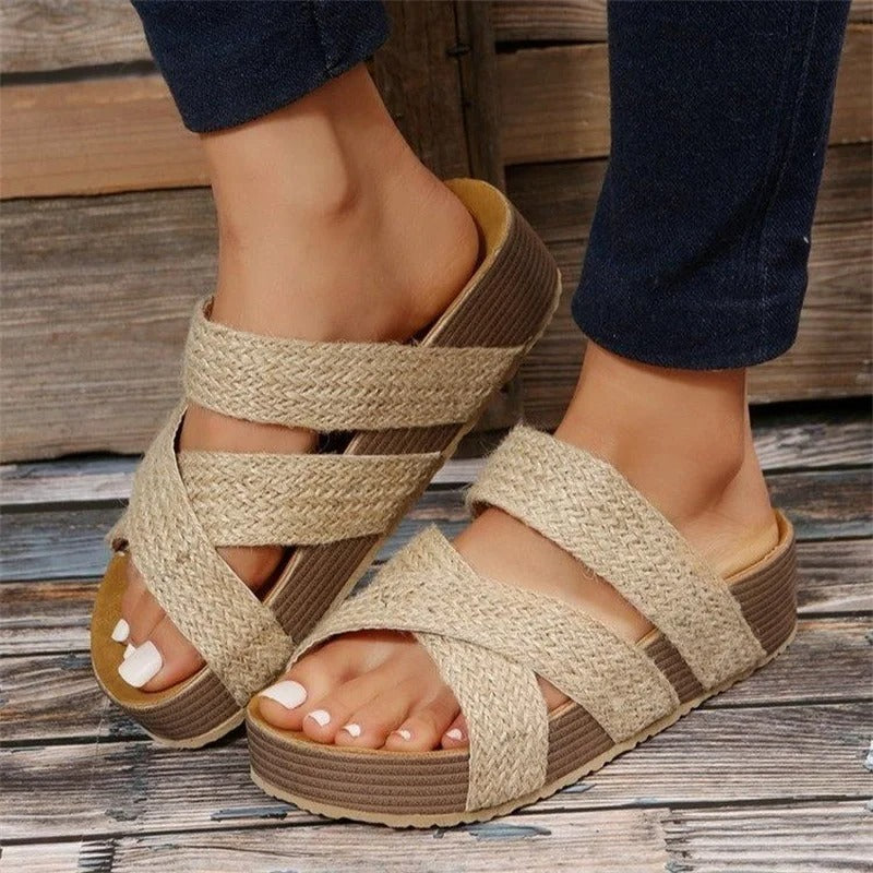 Maelle | Women's Woven Strap Platform Slide Sandals